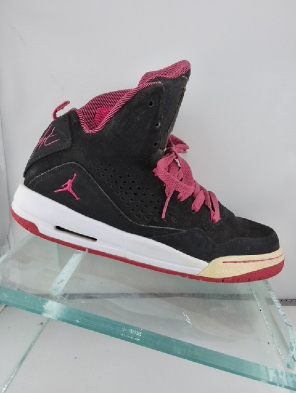Jordan Black and Pink Retro High-Top Sneaker